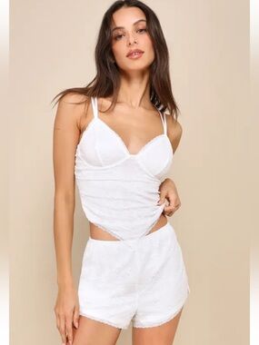 White Lace Cami and Shorts Sleep Set - Women Intimates
